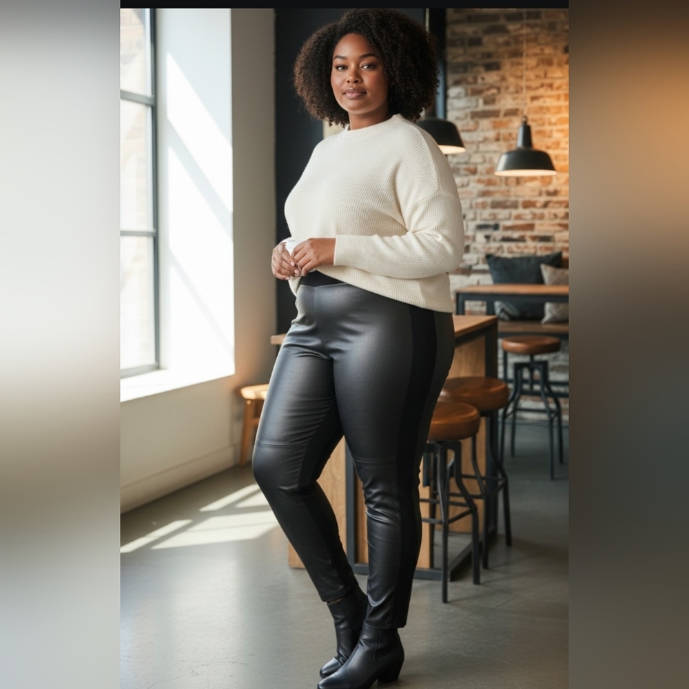 Roaman's Black Faux Leather Pants